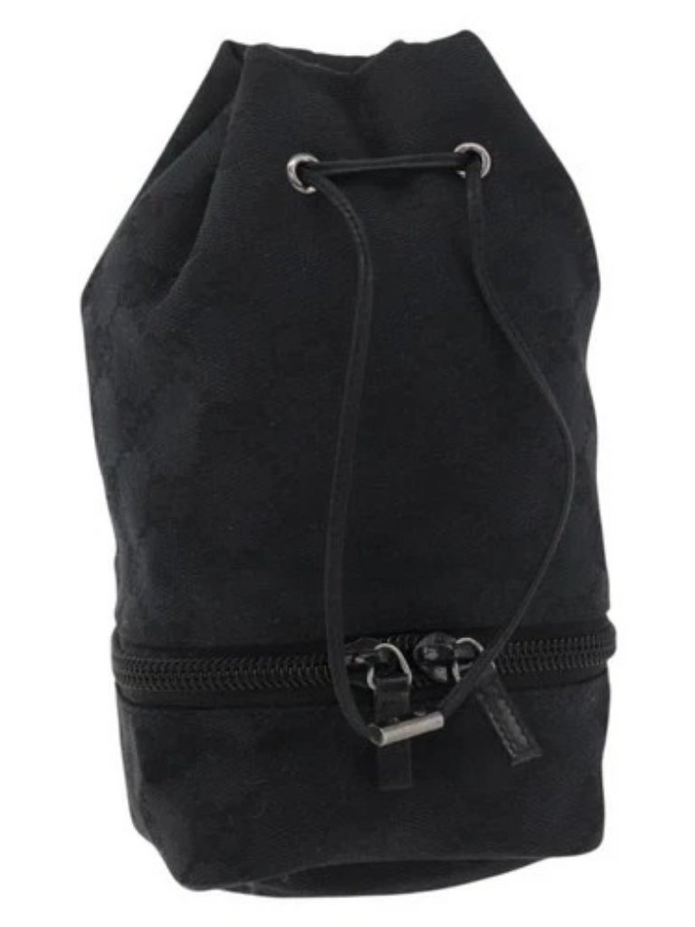 Gucci Gg Canvas Purse Pouch Black Silver 039 1054 Auth 180058